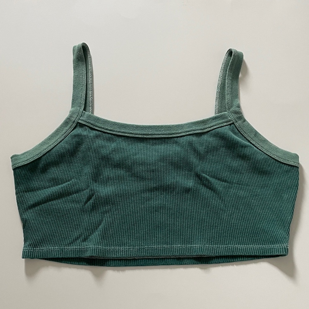 Wild Fable Faded Pilled Washed Look Thermal Tank Crop Waffle Top Beach Coastal